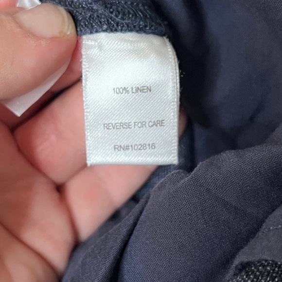 Garnet Hill 100% Linen Navy Blue Wide Leg Pants sz 10 Lagenlook Coastal Grandma - Picture 4 of 10